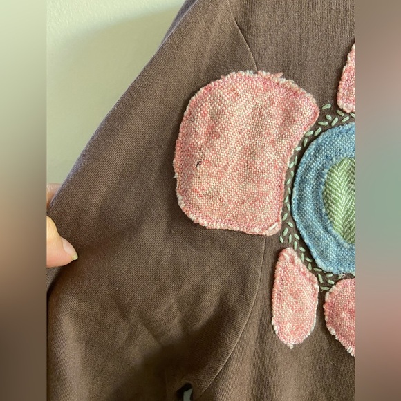 Boden crewneck top brown long sleeves patchwork Sz 20 - Picture 7 of 7